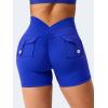 imageYEOREO Workout Shorts with Pockets for Women V Back Scrunch High Waisted Shorts Charm Gym Yoga Biker ShortsRoyal Blue