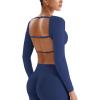 imageYEOREO Villay Women Sexy Backless Long Sleeve Adjustable Straps Seamless Going Out Tops Crewneck Open Back Y2K Crop StretchNavy