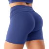 imageYEOREO Womens Foldover Workout Shorts High Waist 45quot Fold Over Waist Band Romola Gym Yoga Running ShortsDark Blue