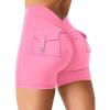 imageYEOREO Workout Shorts with Pockets for Women V Back Scrunch High Waisted Shorts Charm Gym Yoga Biker ShortsPink