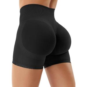 imageYEOREO Gym Workout Shorts for Women 36  45 High Waisted Hidden Scrunch Biker Shorts Tummy Control Patrica Yoga ShortsBlack