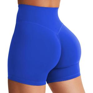 imageYEOREO Womens Biker Shorts 45quot  6quot Workout Gym Shorts Craze High Waist Tummy Control Hidden Scrunch Running YogaBlue