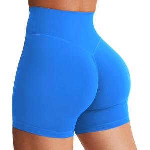 imageYEOREO Womens Biker Shorts 45quot  6quot Workout Gym Shorts Craze High Waist Tummy Control Hidden Scrunch Running YogaClassic Blue