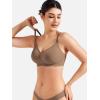 imageYEOREO Women Push Up No Underwire Bra Full Coverage V Neck Basic Bralette Seamless Everyday BraCoffee