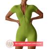imageYEOREO Women Short Sleeve Workout Jumpsuit Zip Up Romper Bottom Shorts Bodysuit Bodycon Sexy One PieceAvocado