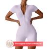imageYEOREO Women Short Sleeve Workout Jumpsuit Zip Up Romper Bottom Shorts Bodysuit Bodycon Sexy One PiecePurple