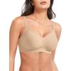 imageYEOREO Women Push Up No Underwire Bra Full Coverage V Neck Basic Bralette Seamless Everyday BraSand