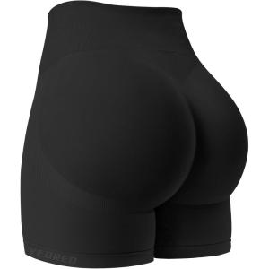 imageYEOREO Gym Workout Shorts Women Camili High Waisted 5quot Without Scrunch Butt Tummy Control Seamless Yoga ShortsBlack