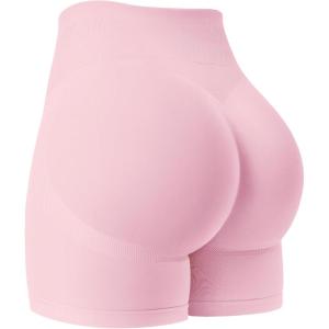 imageYEOREO Gym Workout Shorts Women Camili High Waisted 5quot Without Scrunch Butt Tummy Control Seamless Yoga ShortsPink
