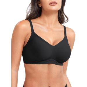 imageYEOREO Women Push Up No Underwire Bra Full Coverage V Neck Basic Bralette Seamless Everyday BraBlack