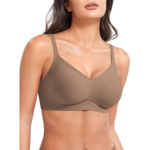 imageYEOREO Women Push Up No Underwire Bra Full Coverage V Neck Basic Bralette Seamless Everyday BraCoffee