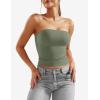 imageYEOREO Sophie Women Sexy Long Tube Tops Double Lined Basic Y2K Summer Cute Strapless Fitted Bandeau Going Out Crop Top TopArmy Green