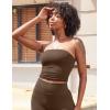 imageYEOREO Sophie Women Sexy Long Tube Tops Double Lined Basic Y2K Summer Cute Strapless Fitted Bandeau Going Out Crop Top TopBrown