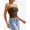 imageYEOREO Sophie Women Sexy Long Tube Tops Double Lined Basic Y2K Summer Cute Strapless Fitted Bandeau Going Out Crop Top TopBrown
