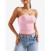imageYEOREO Sophie Women Sexy Long Tube Tops Double Lined Basic Y2K Summer Cute Strapless Fitted Bandeau Going Out Crop Top TopCherry Pink