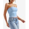 imageYEOREO Sophie Women Sexy Long Tube Tops Double Lined Basic Y2K Summer Cute Strapless Fitted Bandeau Going Out Crop Top TopLight Blue