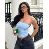 imageYEOREO Sophie Women Sexy Long Tube Tops Double Lined Basic Y2K Summer Cute Strapless Fitted Bandeau Going Out Crop Top TopLight Blue
