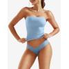 imageYEOREO Sophie Women Sexy Long Tube Tops Double Lined Basic Y2K Summer Cute Strapless Fitted Bandeau Going Out Crop Top TopLight Blue