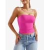 imageYEOREO Sophie Women Sexy Long Tube Tops Double Lined Basic Y2K Summer Cute Strapless Fitted Bandeau Going Out Crop Top TopRose Red