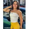 imageYEOREO Sophie Women Sexy Long Tube Tops Double Lined Basic Y2K Summer Cute Strapless Fitted Bandeau Going Out Crop Top TopWhite