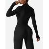 imageYEOREO Women Long Sleeve Workout Jumpsuit Zip Up Romper Bottom Pants Bodysuit Bodycon Sexy One PieceBlack