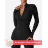 imageYEOREO Women Long Sleeve Workout Jumpsuit Zip Up Romper Bottom Pants Bodysuit Bodycon Sexy One PieceBlack