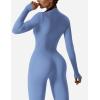 imageYEOREO Women Long Sleeve Workout Jumpsuit Zip Up Romper Bottom Pants Bodysuit Bodycon Sexy One PieceBlue