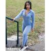 imageYEOREO Women Long Sleeve Workout Jumpsuit Zip Up Romper Bottom Pants Bodysuit Bodycon Sexy One PieceBlue