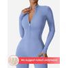 imageYEOREO Women Long Sleeve Workout Jumpsuit Zip Up Romper Bottom Pants Bodysuit Bodycon Sexy One PieceBlue