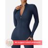 imageYEOREO Women Long Sleeve Workout Jumpsuit Zip Up Romper Bottom Pants Bodysuit Bodycon Sexy One PieceMidnight