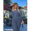 imageYEOREO Women Long Sleeve Workout Jumpsuit Zip Up Romper Bottom Pants Bodysuit Bodycon Sexy One PieceNavy