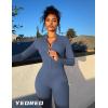 imageYEOREO Women Long Sleeve Workout Jumpsuit Zip Up Romper Bottom Pants Bodysuit Bodycon Sexy One PieceNavy