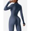 imageYEOREO Women Long Sleeve Workout Jumpsuit Zip Up Romper Bottom Pants Bodysuit Bodycon Sexy One PieceNavy