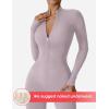 imageYEOREO Women Long Sleeve Workout Jumpsuit Zip Up Romper Bottom Pants Bodysuit Bodycon Sexy One PiecePurple
