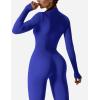 imageYEOREO Women Long Sleeve Workout Jumpsuit Zip Up Romper Bottom Pants Bodysuit Bodycon Sexy One PieceRoyal Blue
