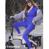 imageYEOREO Women Long Sleeve Workout Jumpsuit Zip Up Romper Bottom Pants Bodysuit Bodycon Sexy One PieceRoyal Blue