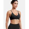 imageYEOREO Women V Neck Sports Bras Crisscross Adjustable Strappy Wirefree Padded Low Impact Yoga Gym Bra Workout Crop TopsBlack