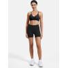 imageYEOREO Women V Neck Sports Bras Crisscross Adjustable Strappy Wirefree Padded Low Impact Yoga Gym Bra Workout Crop TopsBlack