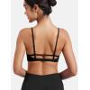 imageYEOREO Women V Neck Sports Bras Crisscross Adjustable Strappy Wirefree Padded Low Impact Yoga Gym Bra Workout Crop TopsBlack