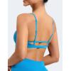 imageYEOREO Women V Neck Sports Bras Crisscross Adjustable Strappy Wirefree Padded Low Impact Yoga Gym Bra Workout Crop TopsBlue