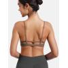 imageYEOREO Women V Neck Sports Bras Crisscross Adjustable Strappy Wirefree Padded Low Impact Yoga Gym Bra Workout Crop TopsGray Brown