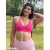 imageYEOREO Women V Neck Sports Bras Crisscross Adjustable Strappy Wirefree Padded Low Impact Yoga Gym Bra Workout Crop TopsRose Red