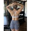 imageYEOREO Women V Neck Sports Bras Crisscross Adjustable Strappy Wirefree Padded Low Impact Yoga Gym Bra Workout Crop TopsWhite