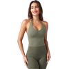 imageYEOREO Womens Halter Crop Top V Neck Workout Going Out Tank Top Hazel Padded Sleeveless Backless Trendy Summer CamisoleArmy Green