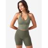 imageYEOREO Womens Halter Crop Top V Neck Workout Going Out Tank Top Hazel Padded Sleeveless Backless Trendy Summer CamisoleArmy Green