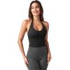 imageYEOREO Womens Halter Crop Top V Neck Workout Going Out Tank Top Hazel Padded Sleeveless Backless Trendy Summer CamisoleBlack