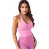 imageYEOREO Womens Halter Crop Top V Neck Workout Going Out Tank Top Hazel Padded Sleeveless Backless Trendy Summer CamisoleBubblegum Pink