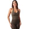 imageYEOREO Womens Halter Crop Top V Neck Workout Going Out Tank Top Hazel Padded Sleeveless Backless Trendy Summer CamisoleCoffee