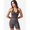 imageYEOREO Womens Halter Crop Top V Neck Workout Going Out Tank Top Hazel Padded Sleeveless Backless Trendy Summer CamisoleDark Gray