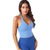 imageYEOREO Womens Halter Crop Top V Neck Workout Going Out Tank Top Hazel Padded Sleeveless Backless Trendy Summer CamisoleLight Blue